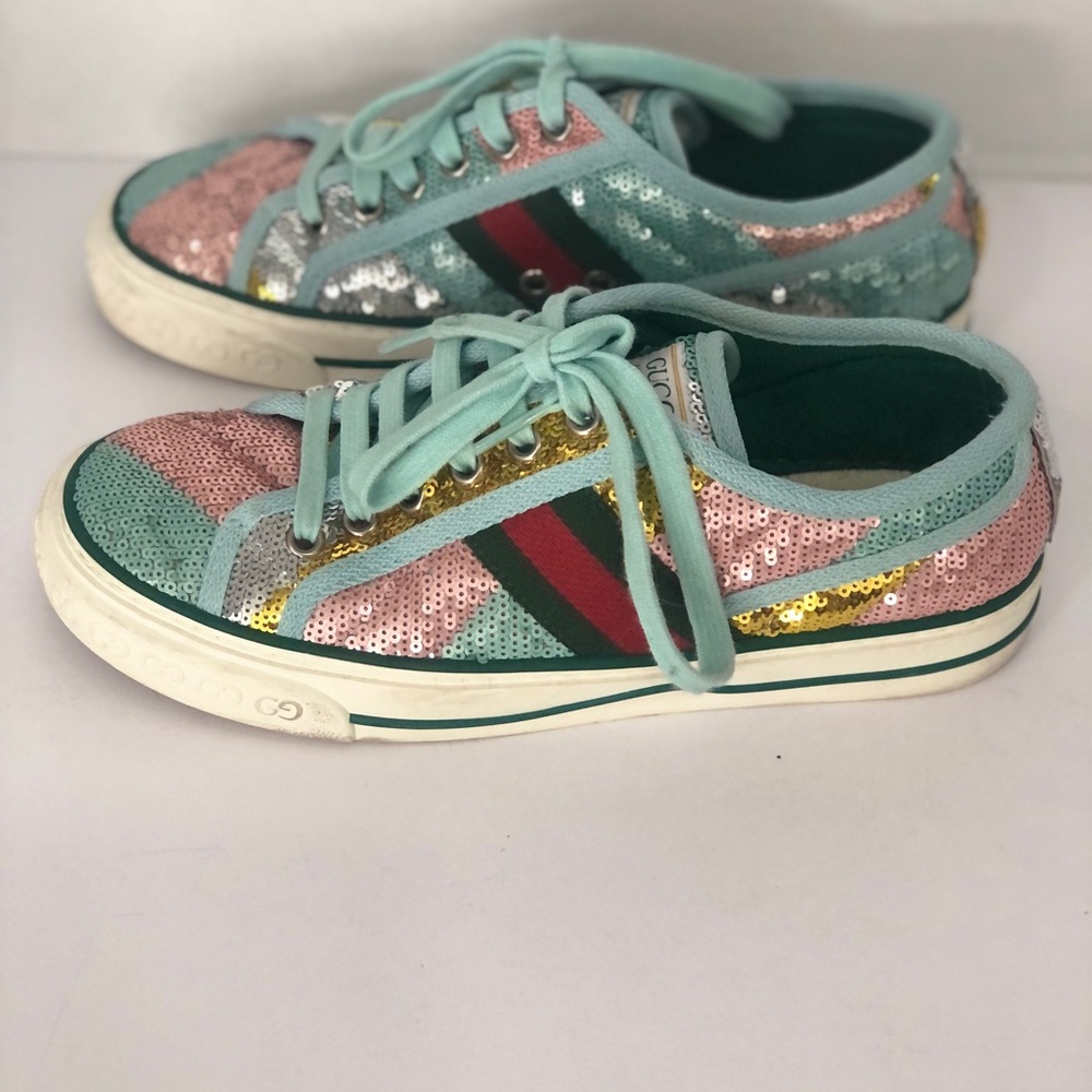Gucci Kids Sequin Sneakers - Pink, Green, Gold
